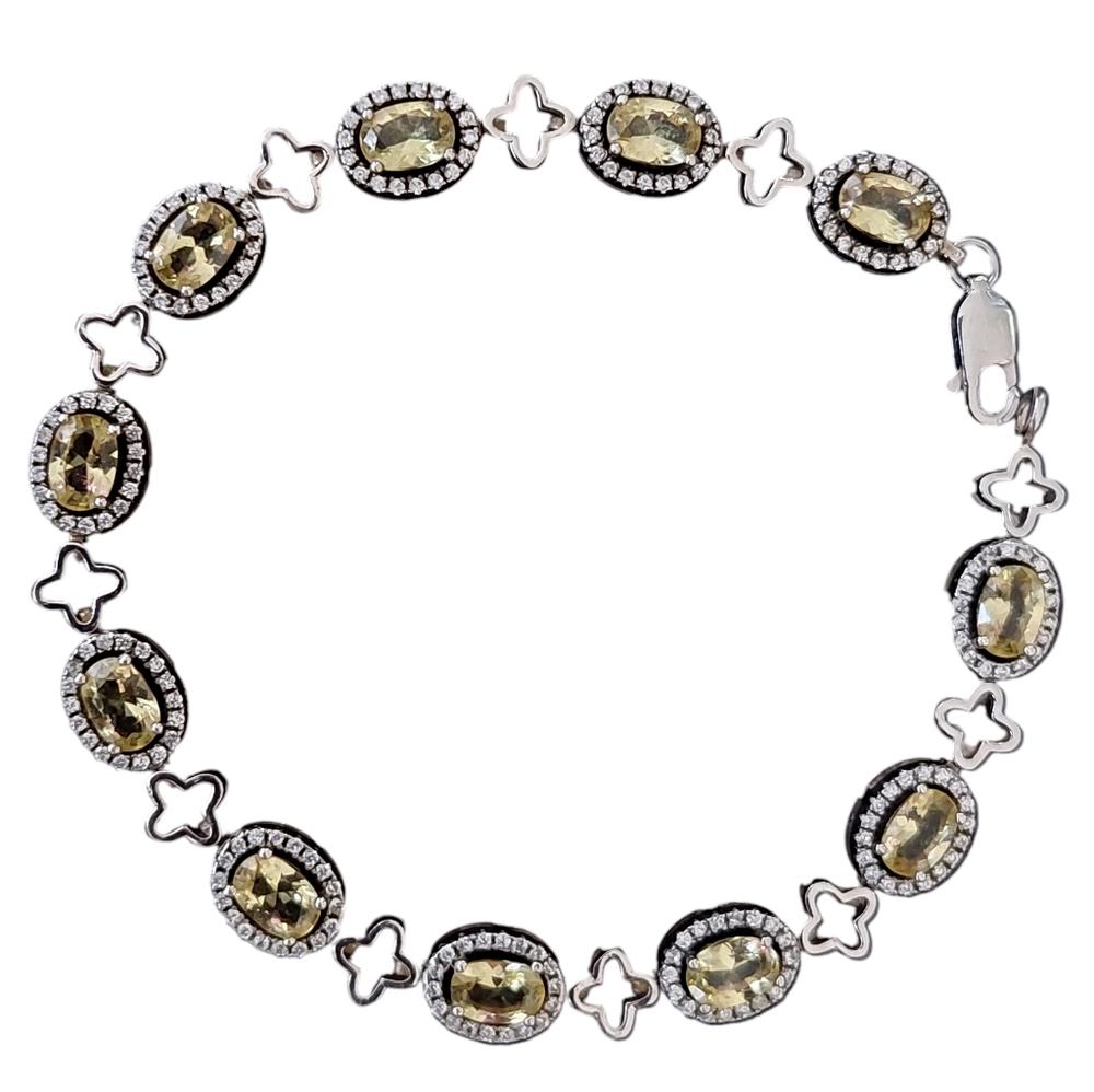 Vintage yellow stone 925 Silver Bracelet